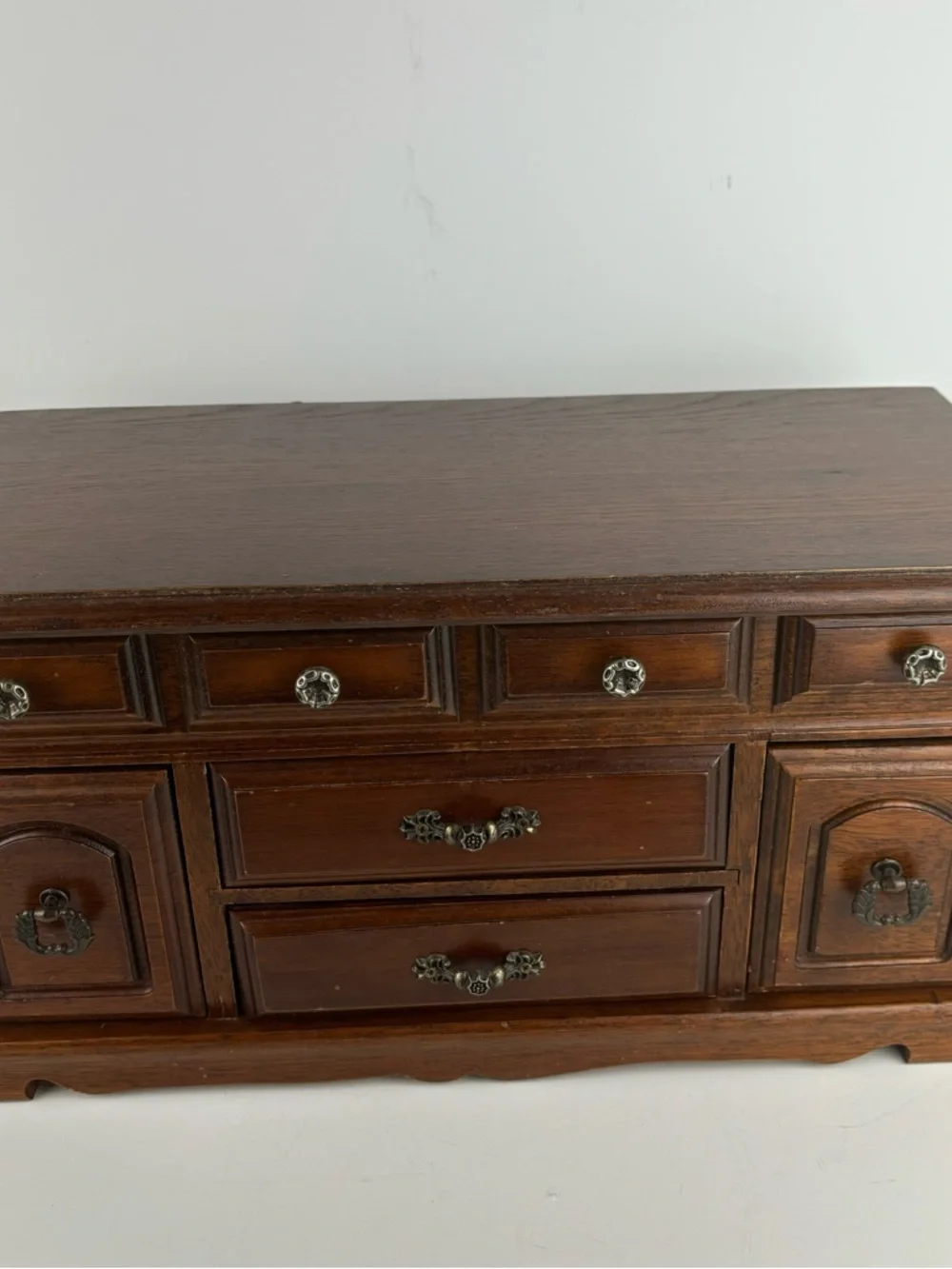 VTG- Dark Wood Jewelry Box/lift-top/ring drawers-dresser top storage/otganizer